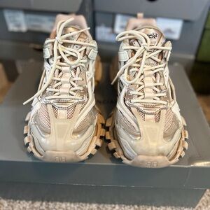 Balenciaga Off-White and Beige Track Sneakers